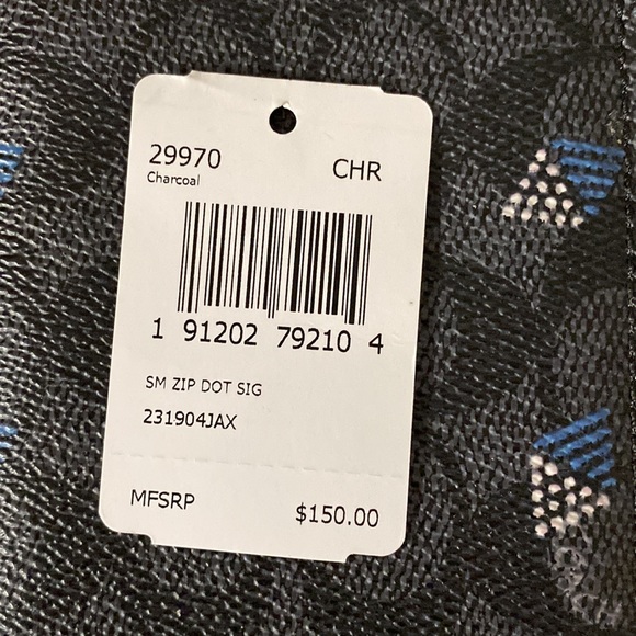 Coach Small Zip Around Wallet Signature Canvas Diamond Dot Print NWT - Picture 4 of 4